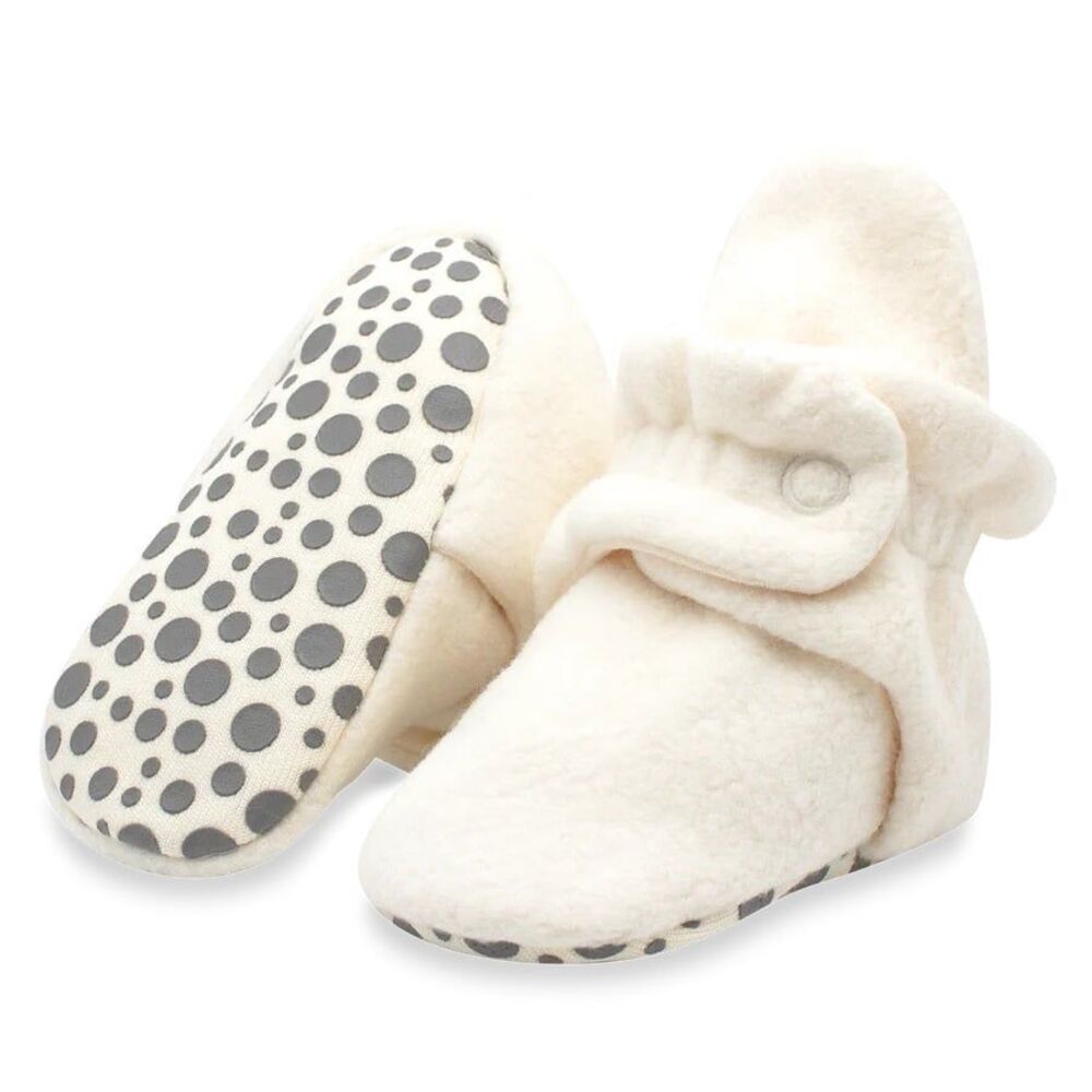 Zutano Fleece Gripper Booties, Cream, Size 12M